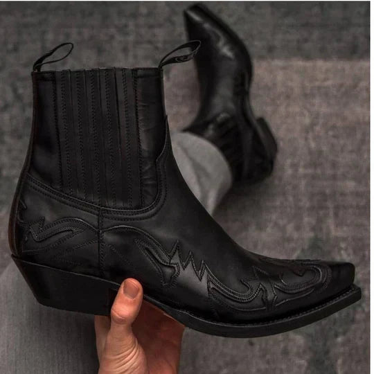 Rugged Mens Leather Cowboy Boots - Modern Western Style - VogeLuxe