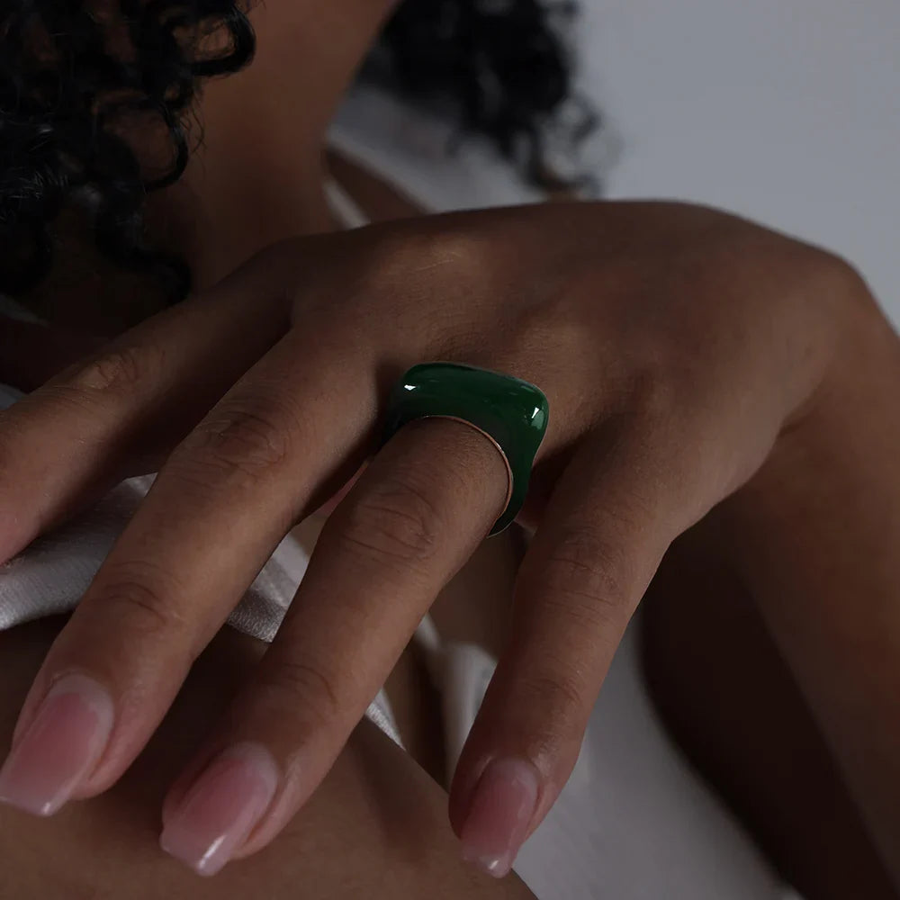Colorful Waterproof Stainless Steel Band Ring