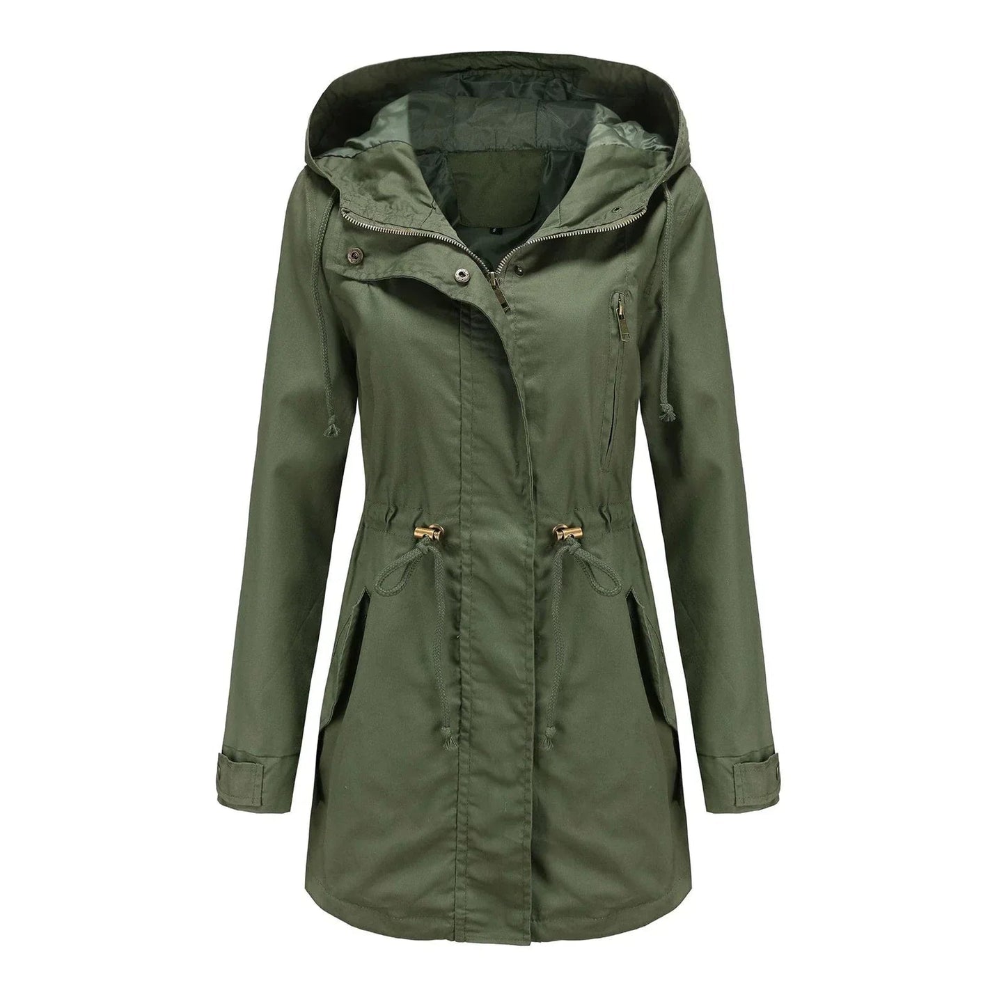 Waterproof Women's Hooded Raincoat with Secure Zip
