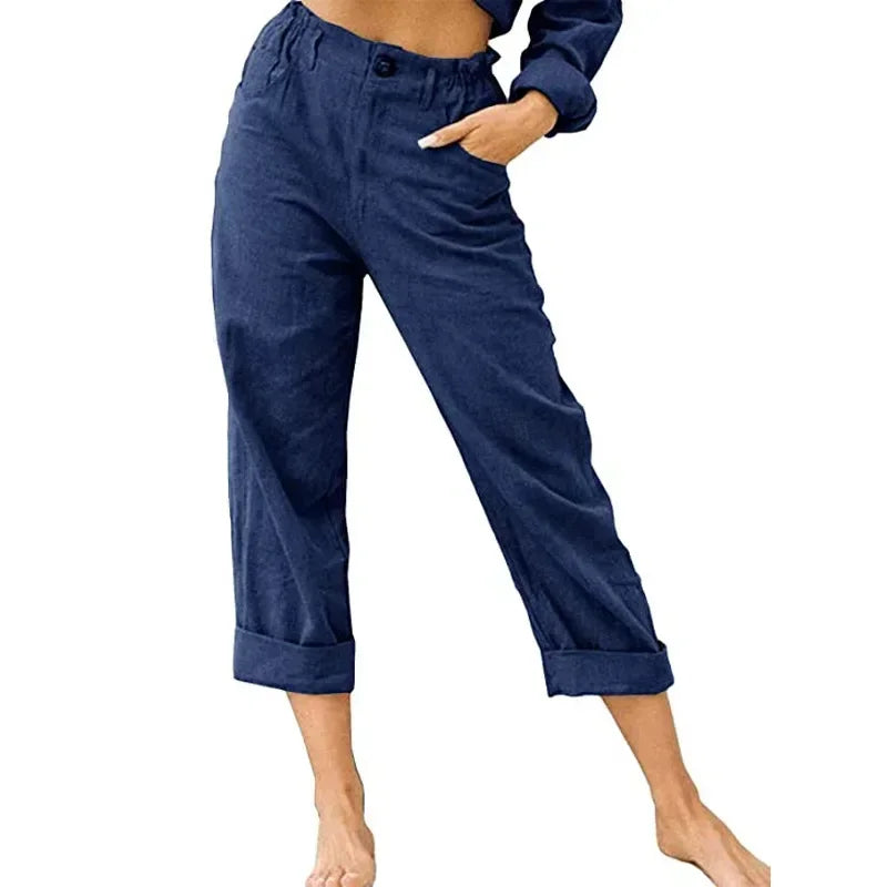 Lightweight Women's Casual Linen Pants with Pockets