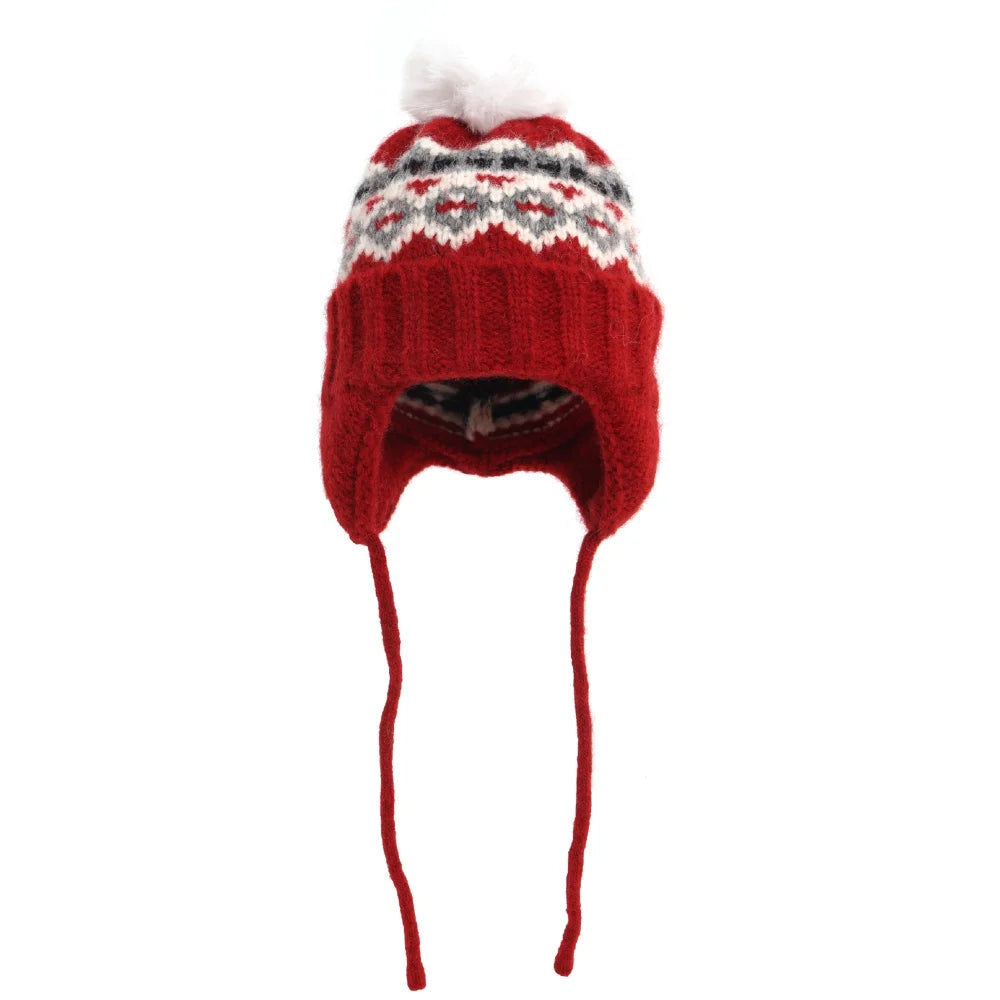 Warm Women's Knit Hat with Fur Pom Pom