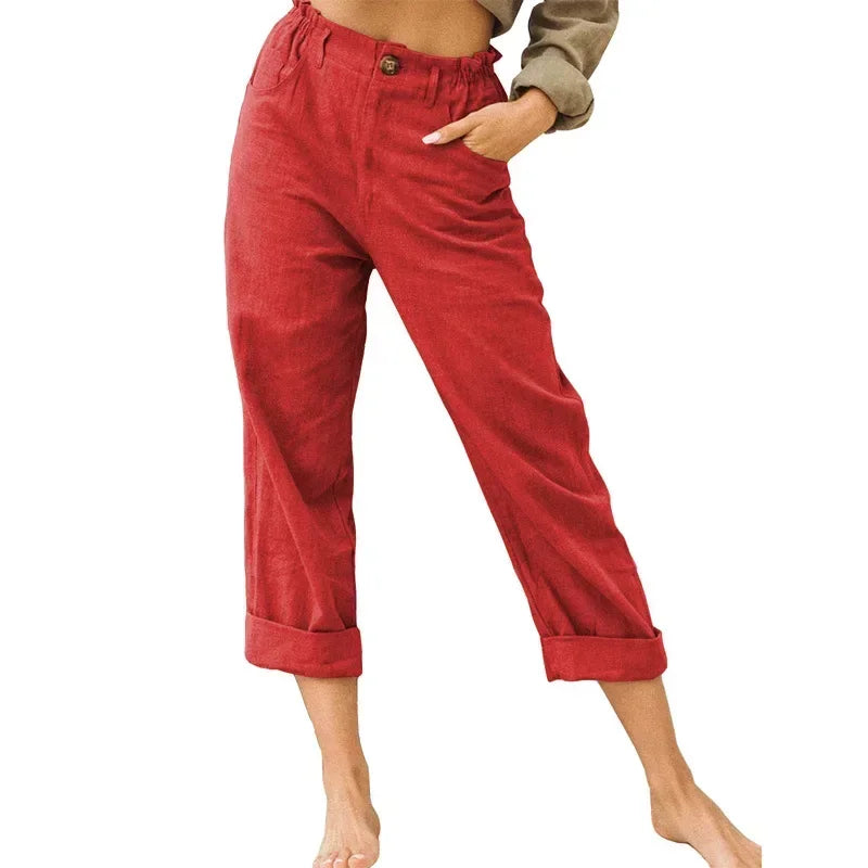 Lightweight Women's Casual Linen Pants with Pockets