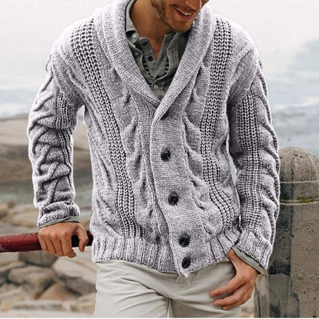 Classic Men's Cable Knit Sweater Jacket