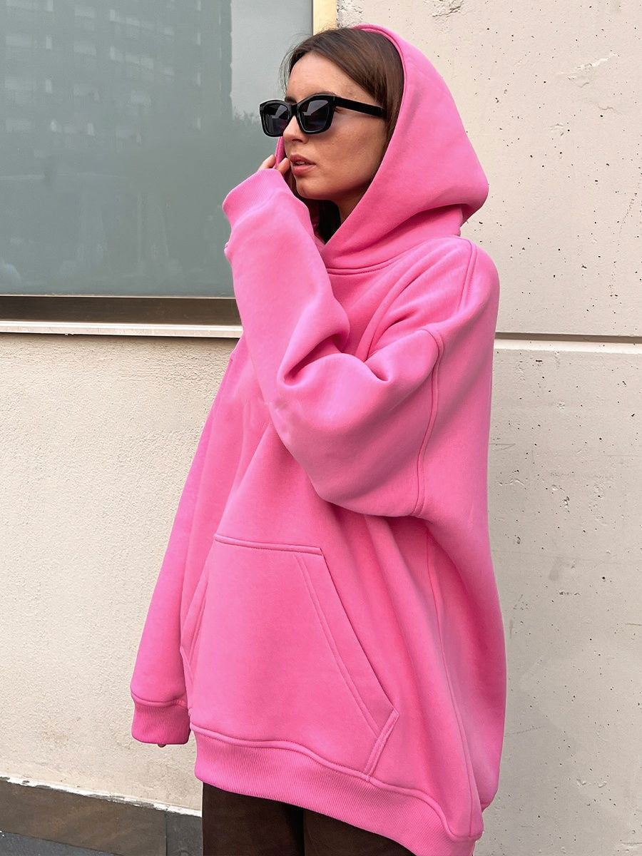 Soft Women's Large Hooded Sweatshirt with Pocket - BritishElegance