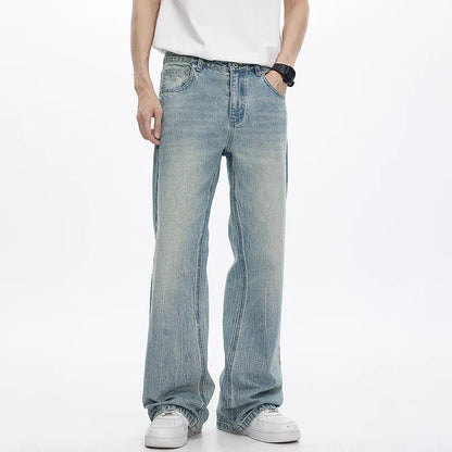 Distressed Sky Blue Wide Leg Jeans