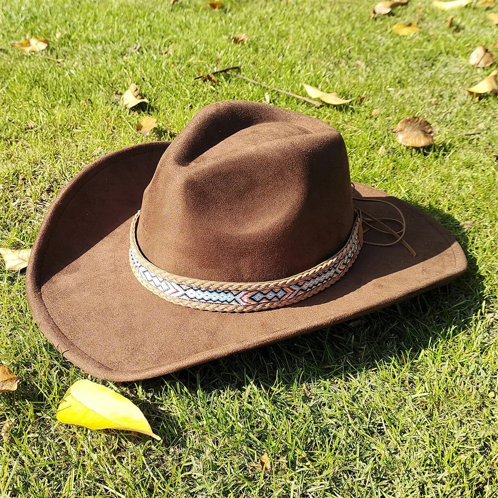 Soft Wide Brim Cowboy Hat Adjustable Size