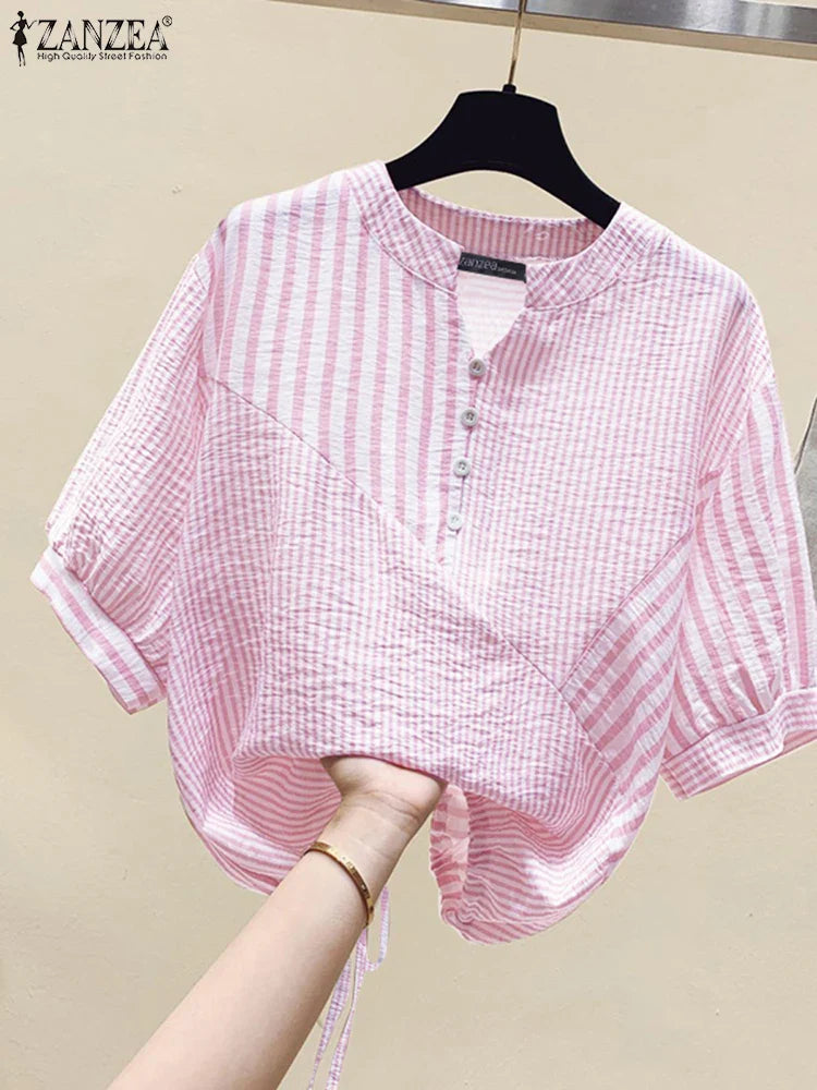Stylish Vertical Neckline Top - VogeLuxe