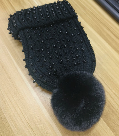 Sparkly Stone Pom Pom Winter Hat