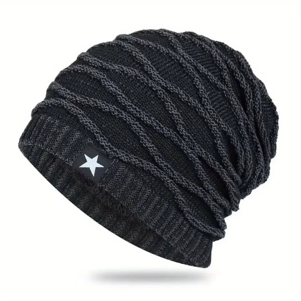 Warm Fleece Lined Slouch Beanie for Men Women