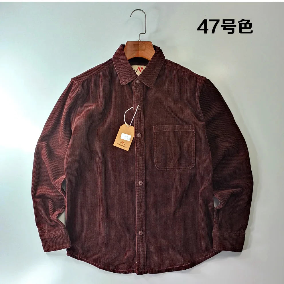 Classic Casual Corduroy Button Down Shirt for Men