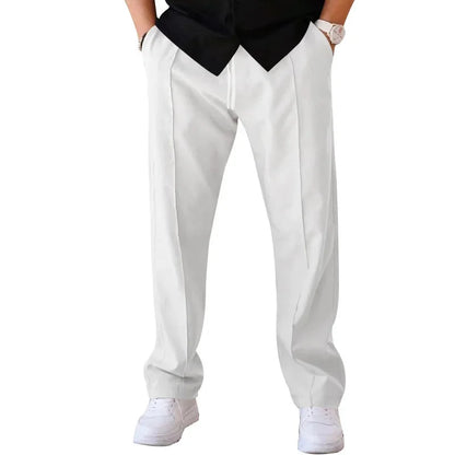 Comfortable Straight Leg Mens Trousers with Elastic Waist