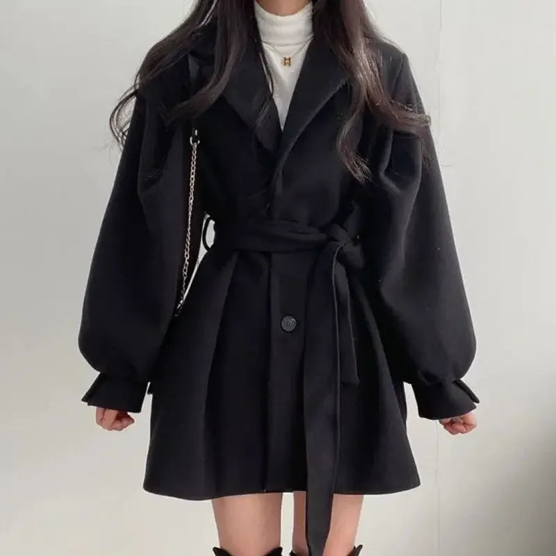 Chic Belted Short Trench Coat