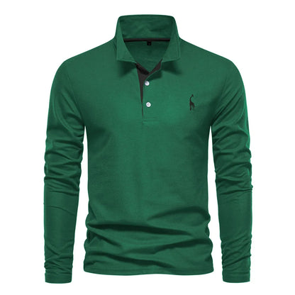 Classic Embroidered Long Sleeve Polo Shirt