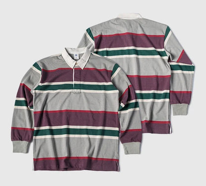 Classic Collegiate Striped Long Sleeve Polo Shirt