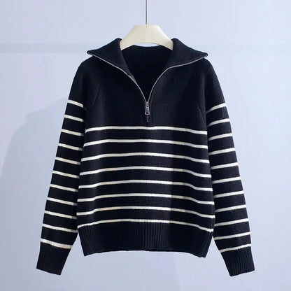 Colorful Cable Knit Pullover Sweater