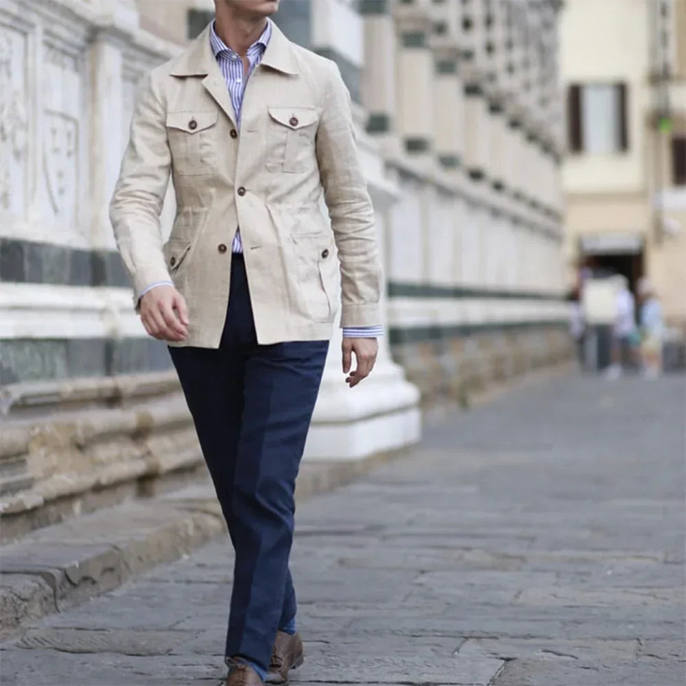 Classic Safari Style Cotton Jacket for Men - VogeLuxe