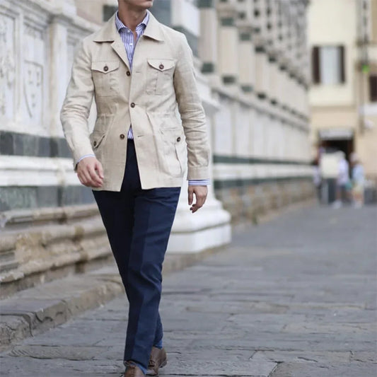 Classic Safari Style Cotton Jacket for Men - VogeLuxe