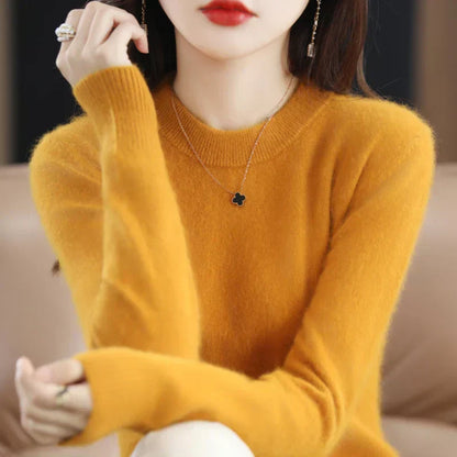 Luxury Cashmere Crew Neck Slim Fit Women's Sweater - VogeLuxe