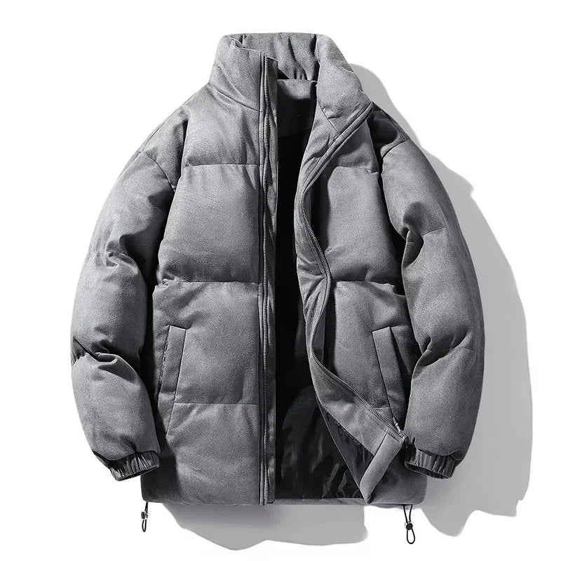 Warm Fleece Lined Mens Leather Parka Coat