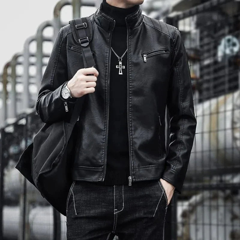 Fit Short Faux Leather Biker Jacket
