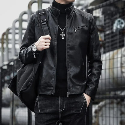 Fit Short Faux Leather Biker Jacket
