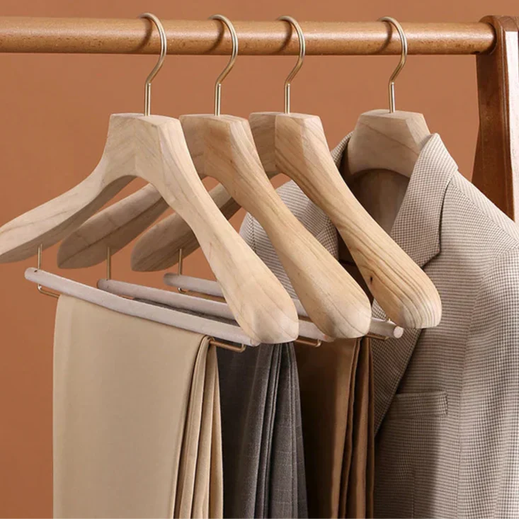 Premium Wooden Broad Shoulder Hangers 2 Pack Closet Organizers - VogeLuxe