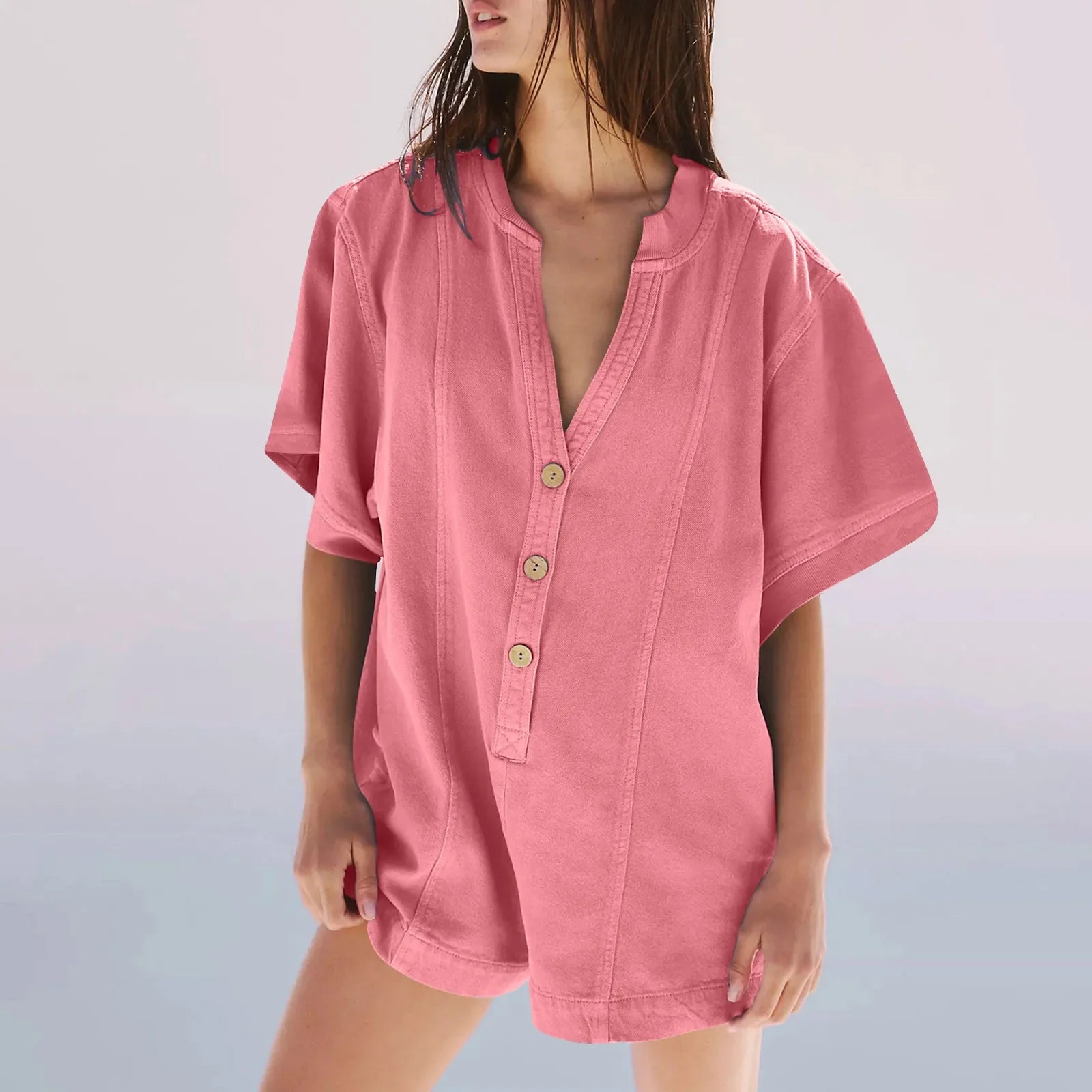Curvy Women's Short Sleeve Jumpsuit - VogeLuxe
