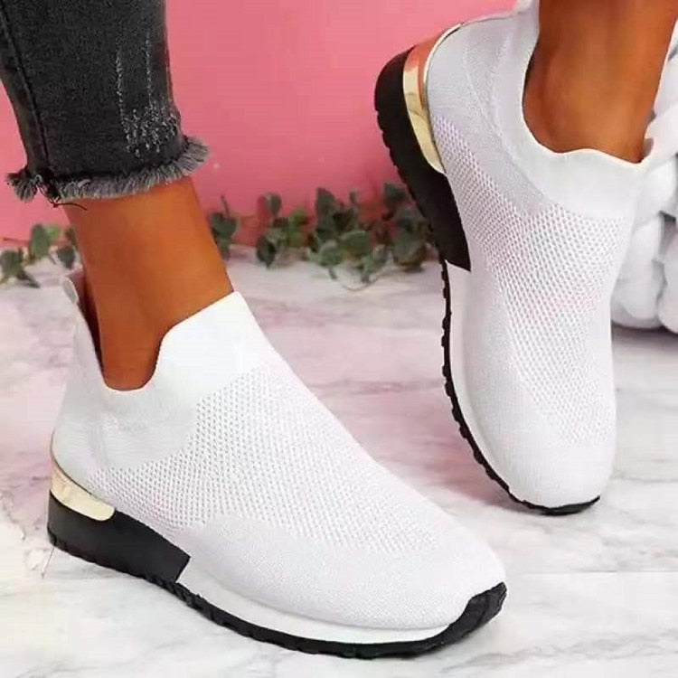 Women's Breathable Casual Sneakers with Metallic Accents