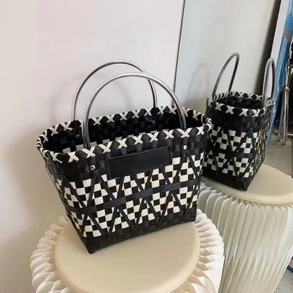 Big Natural Woven Tote Bag – Casual Summer Shoulder Bag