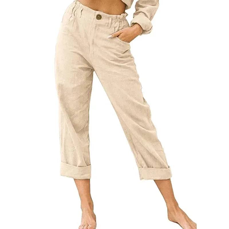 Lightweight Women's Casual Linen Pants with Pockets