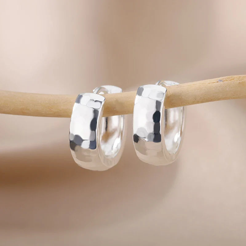 Shiny Metallic Mini Hoop Earrings