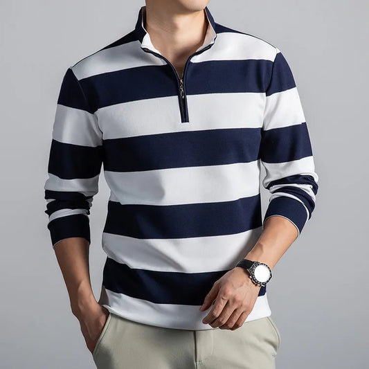 Comfy Striped Crew Neck Long Sleeve T-Shirt - BritishElegance