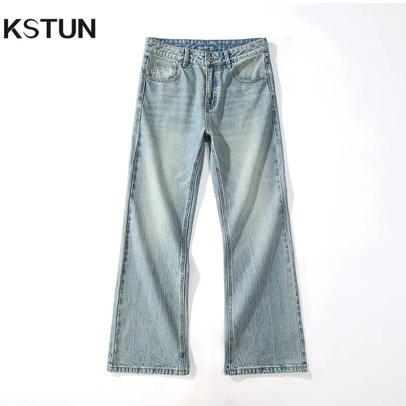 Distressed Blue Wide Leg Jeans - VogeLuxe