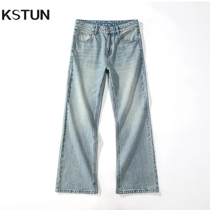 Distressed Blue Wide Leg Jeans - VogeLuxe