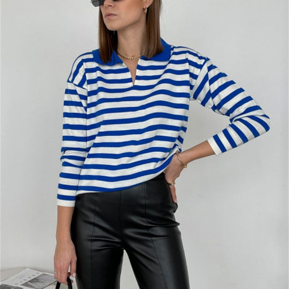 Cozy Women's Large Striped Winter Sweater - VogeLuxe
