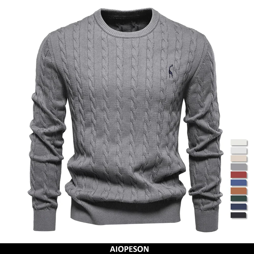 Cozy Mens Animal Print Crew Sweater - BritishElegance