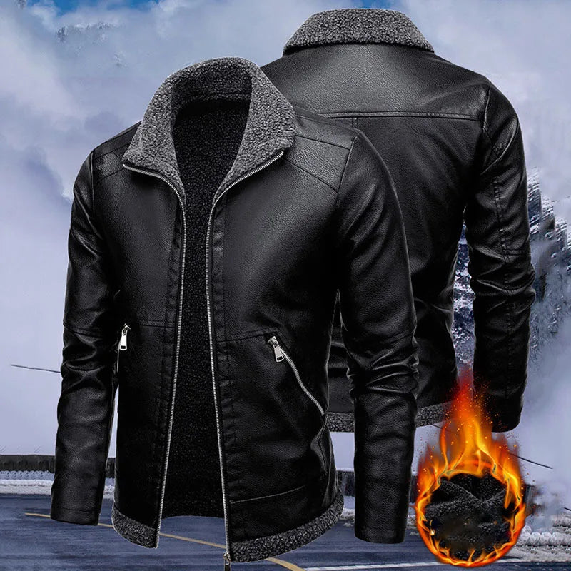 Men's Classic Genuine Leather Biker Jacket - VogeLuxe