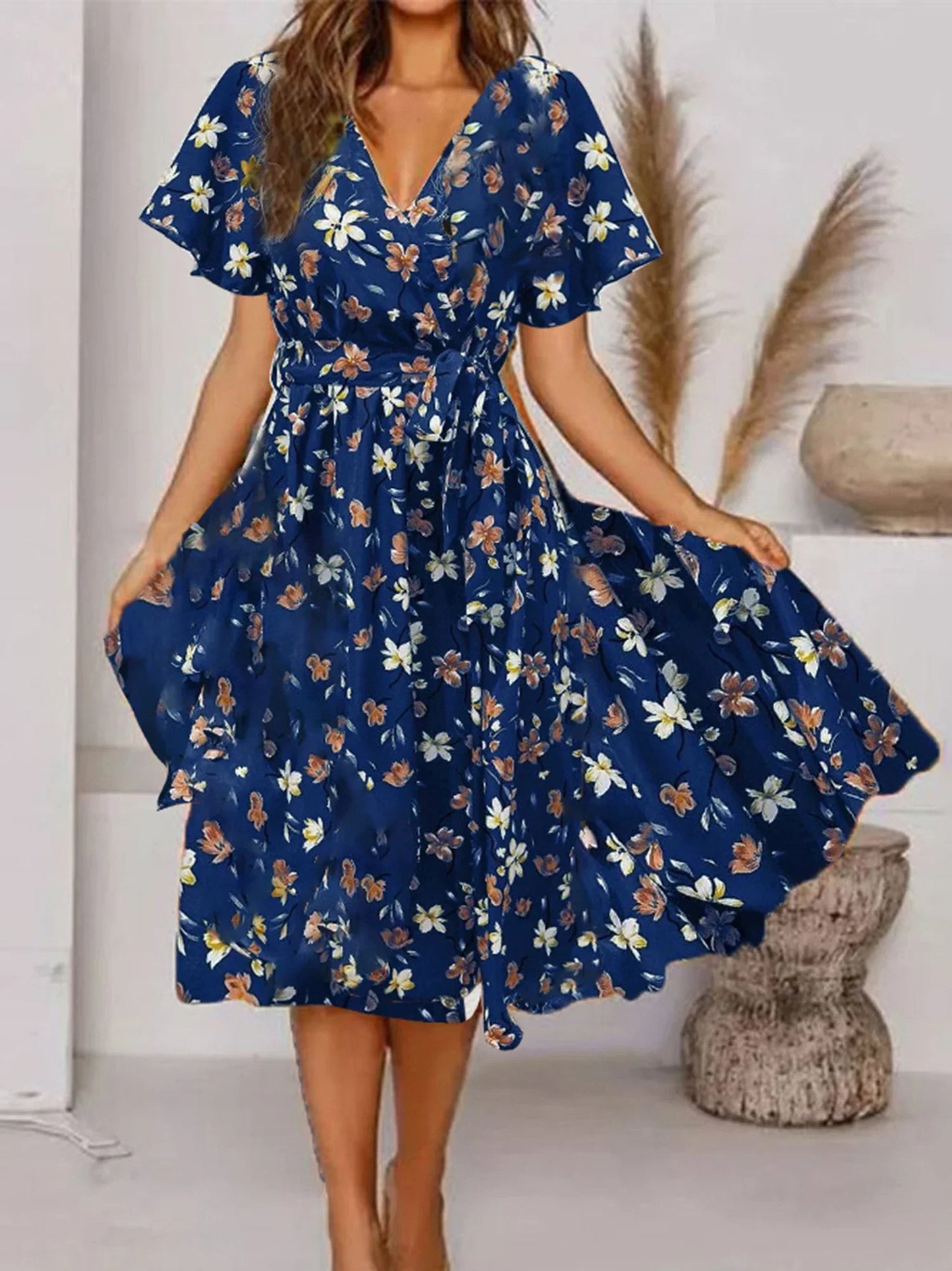 Beautiful Floral Midi Dress for Women - VogeLuxe