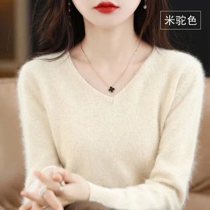 Soft Cashmere V Neck Women's Slim Fit Sweater
