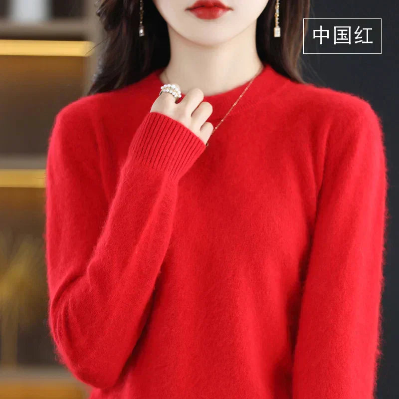 Soft Women's Cashmere Crew Neck Fitted Sweater