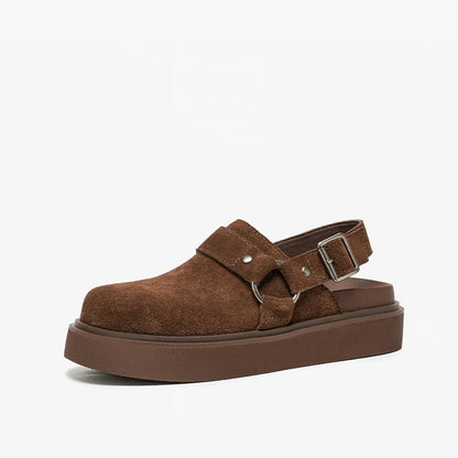 Luxury Suede Sandals with Metal Buckle Detail