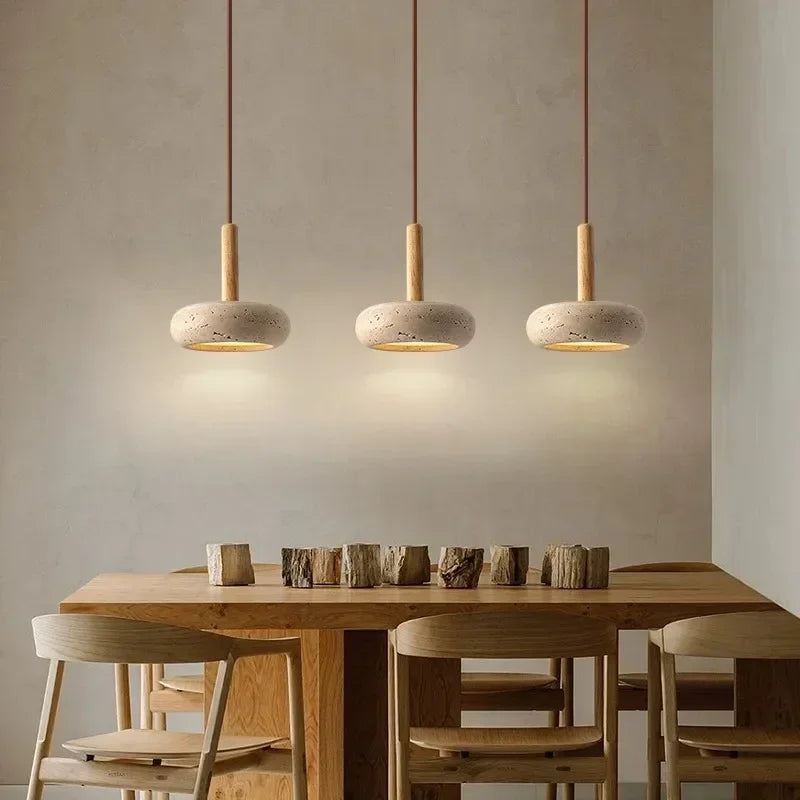 Small Travertine LED Pendant Light for Dining Rooms - VogeLuxe