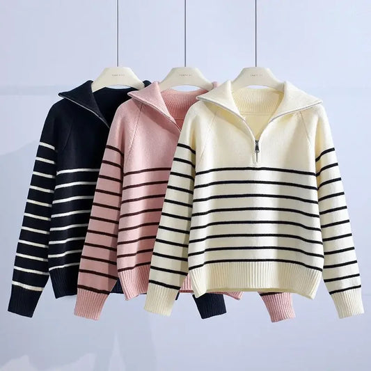 Colorful Cable Knit Pullover Sweater - VogeLuxe