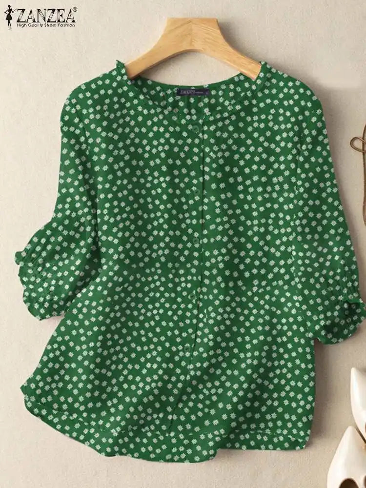 Women's Vintage Floral Short Sleeve Tunic Top
