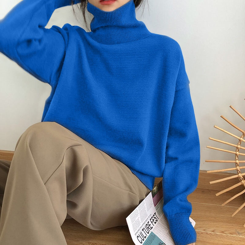 Cozy Women's Big Knit Turtleneck Winter Sweater