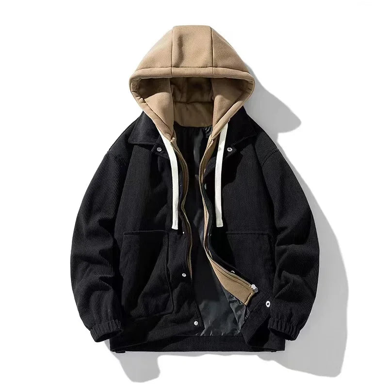 Comfy Large Corduroy Hooded Street Jacket - BritishElegance