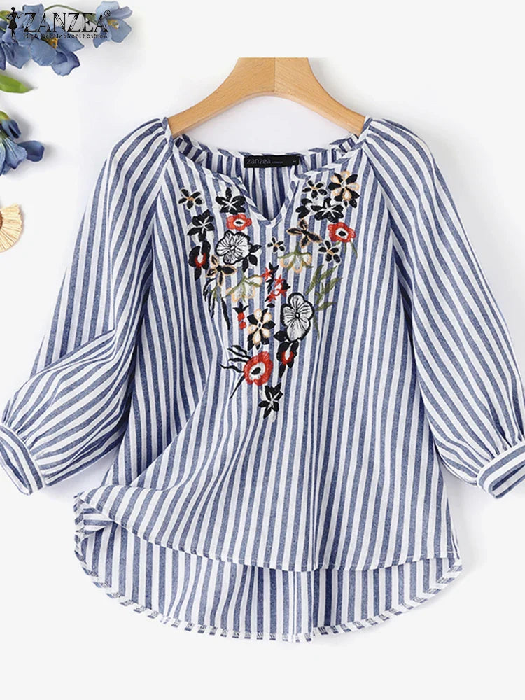 Bright Floral Print Summer Blouse for Women
