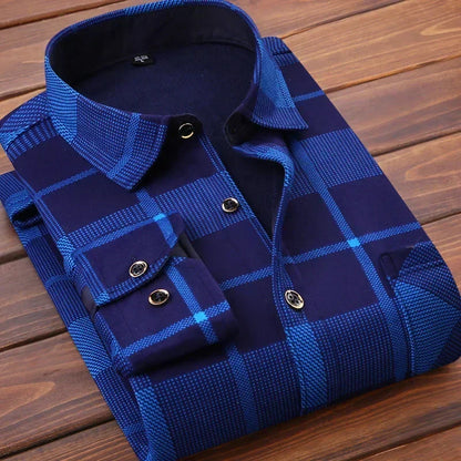 Cozy Plaid Flannel Shirt for Men - Warm Fleece Lined