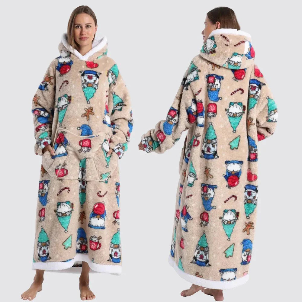 Cozy Wearable Fleece Hooded Blanket Sweatshirt