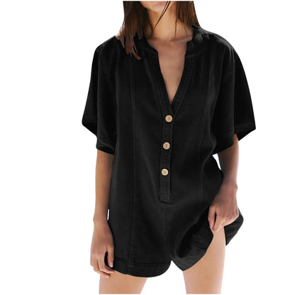 Curvy Women's Short Sleeve Jumpsuit